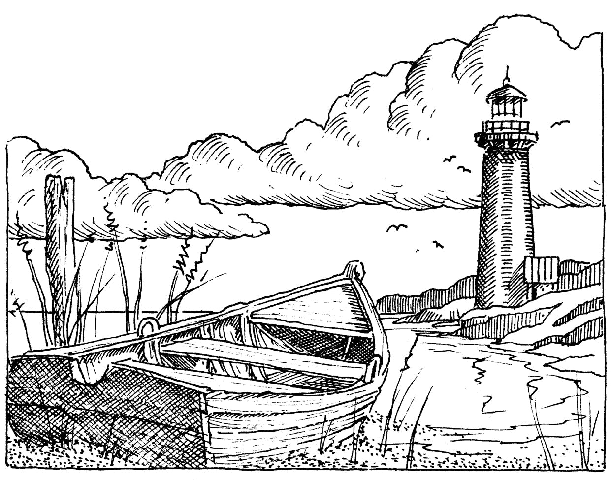 H1876-DG Lighthouse & Boat